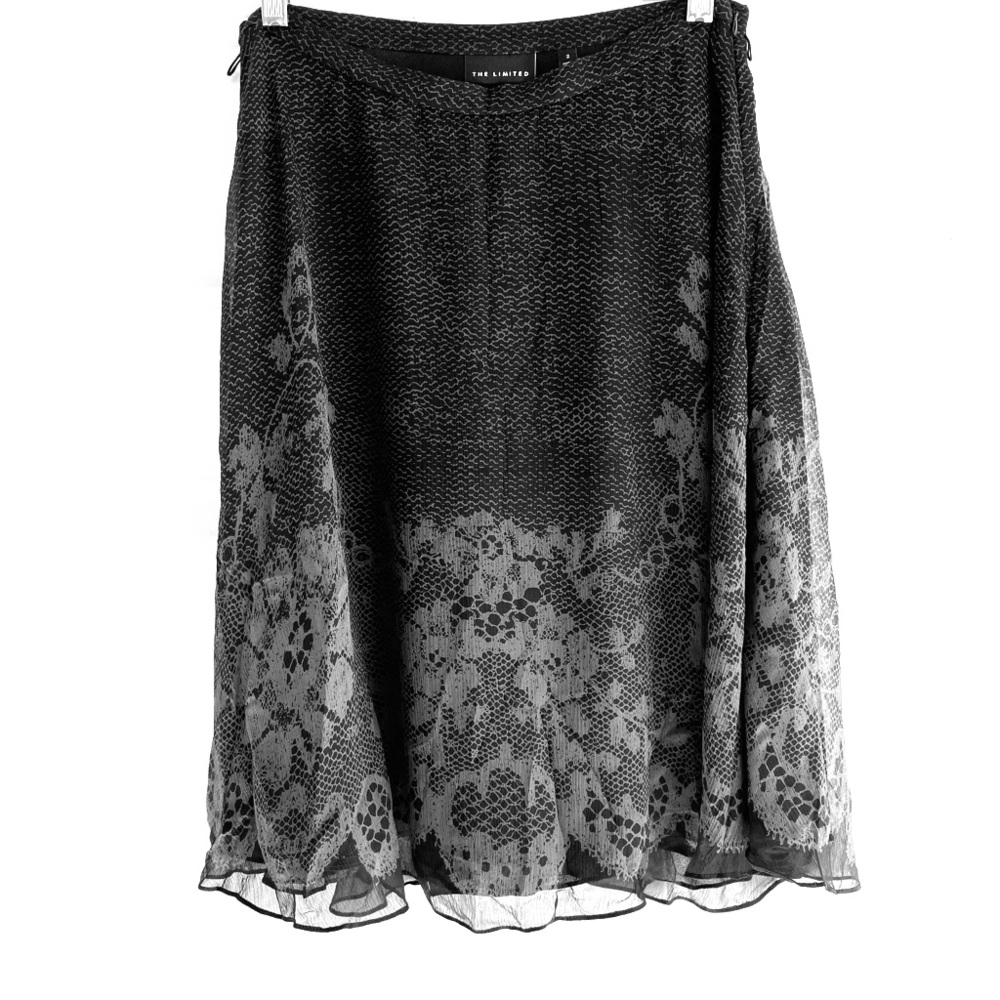The Limited black flowery skirt